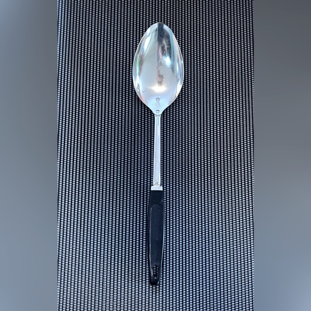 Vintage EKCO USA Black Plastic Handled Metal Serving Spoon 12"